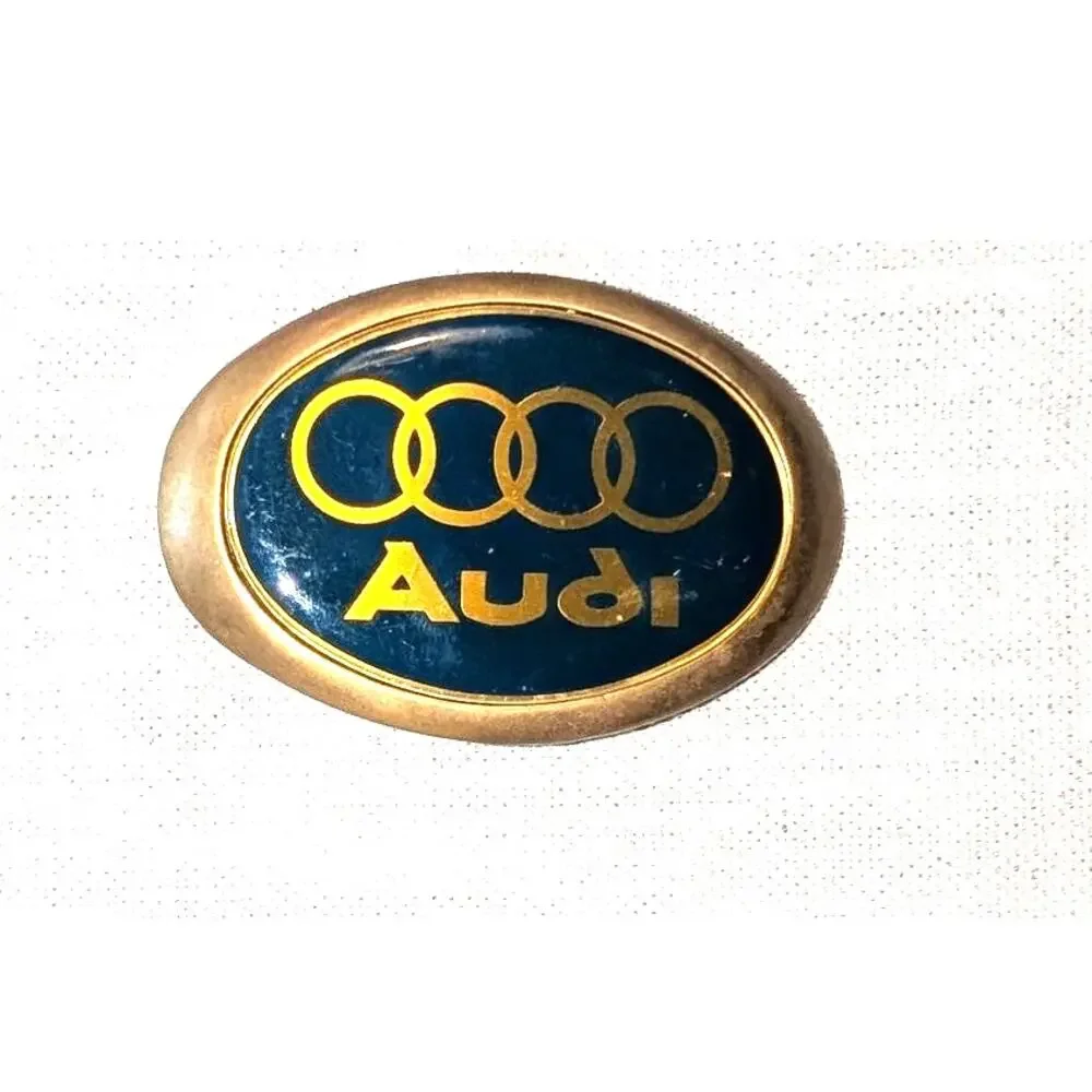 1983 Baron Solid Brass Audi Belt Buckle Vintage Oval Logo